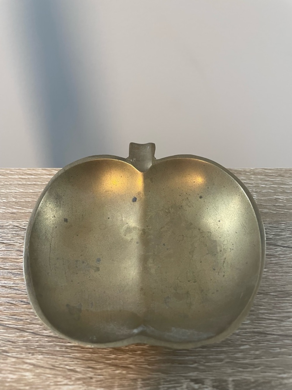 Vintage Brass Apple Shaped Trinket Dish Patina